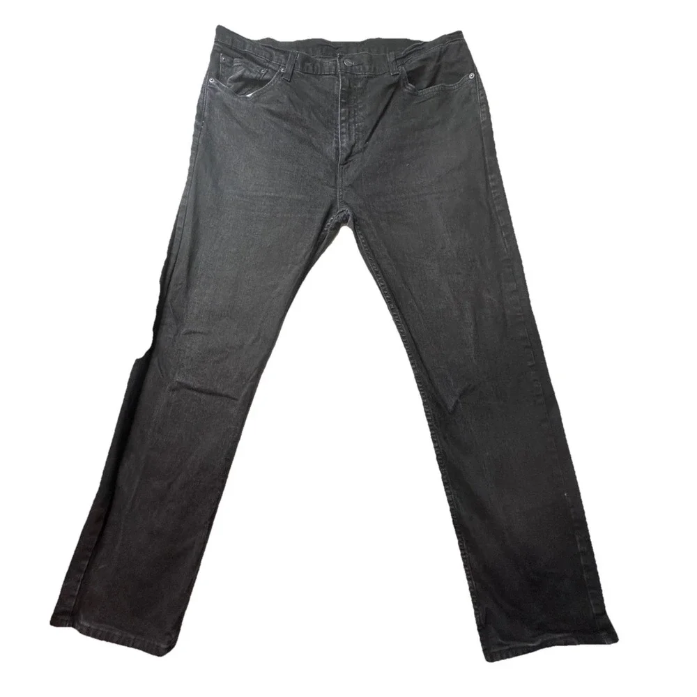 Levi's 505 Jeans Mens 40x32 Black Regular Fit Straight Leg Stretch WaterLess